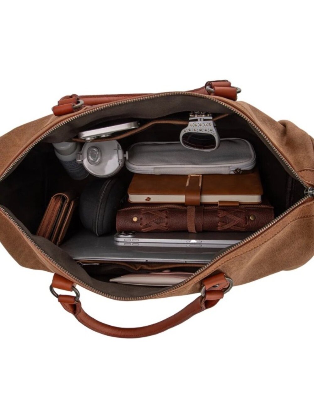 Trinity Ranch Floral Aztec Tooled Collection Weekender Bag Brown - Picture 3 of 8